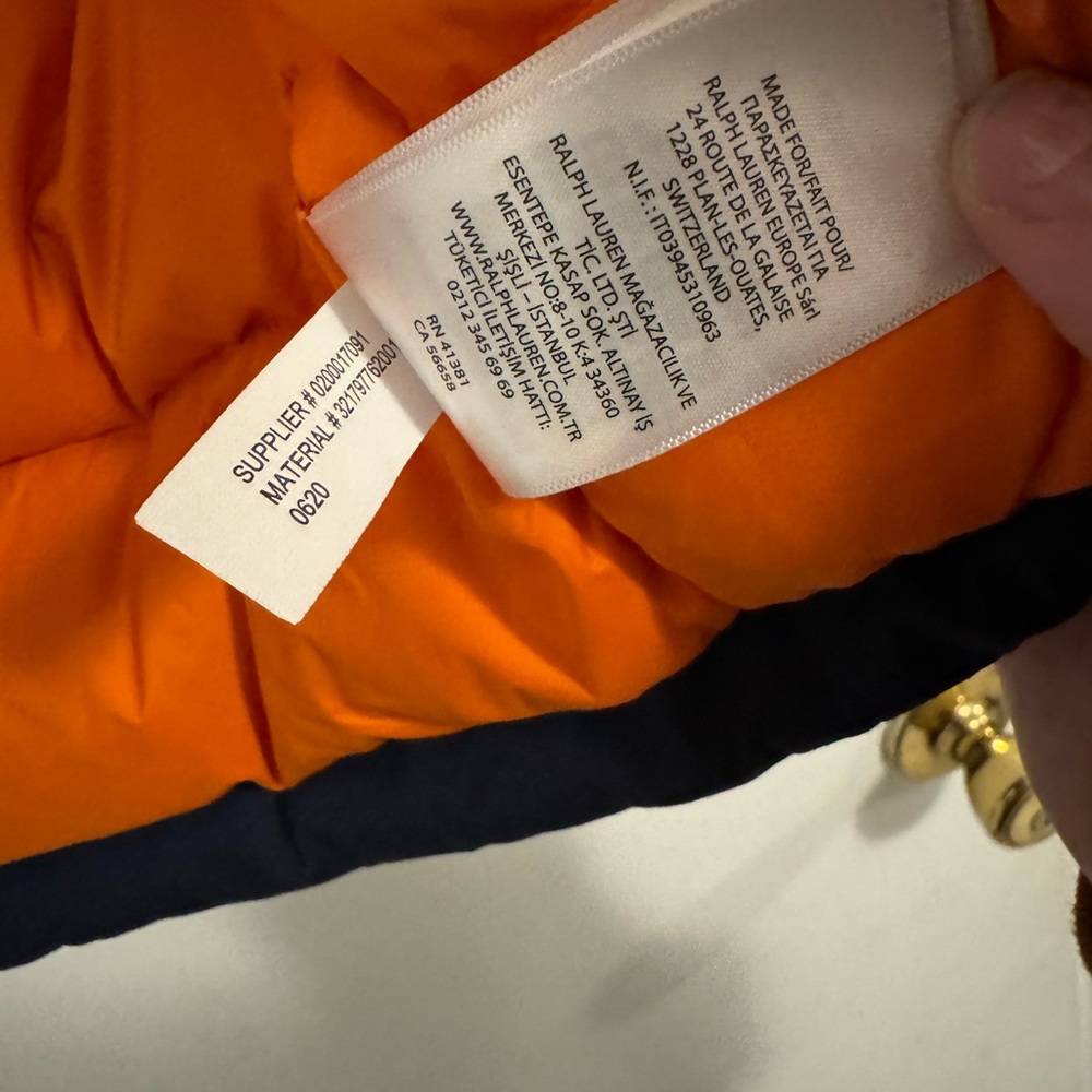 Polo by Ralph Lauren Kids Navy and Orange Puffer Jacket - Picture 9 of 10